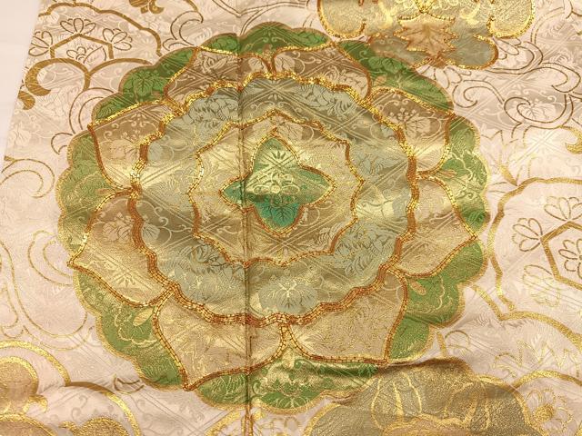 平和屋着物●訪問着　駒刺繍　絞り　花唐草文　金彩　正絹　逸品　未使用　AABH2010ph