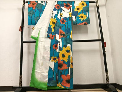 平和屋着物●上質な小紋　枝花文　正絹　逸品　AABH2011ph