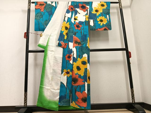 平和屋着物●上質な小紋　枝花文　正絹　逸品　AABH2011ph