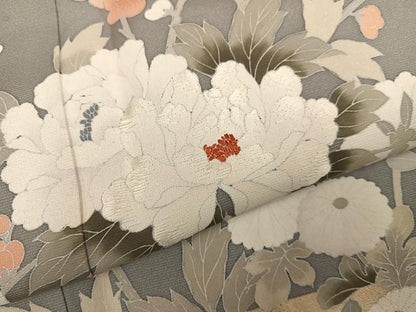 平和屋着物●訪問着　友禅　作家物　龍泉　刺繍　枝花文　金彩　正絹　逸品　AABH2012ph