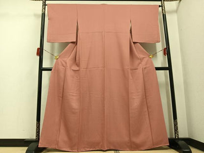 平和屋着物●上質な色無地　花菱地紋　ときがら茶色　正絹　逸品　AABH2013ph