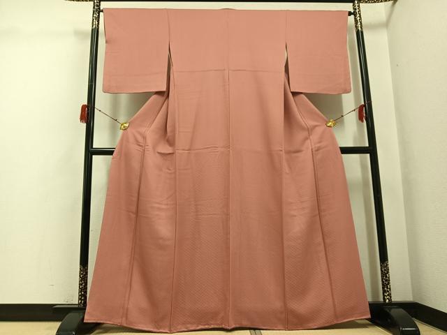 平和屋着物●上質な色無地　花菱地紋　ときがら茶色　正絹　逸品　AABH2013ph