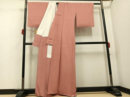 平和屋着物●上質な色無地　花菱地紋　ときがら茶色　正絹　逸品　AABH2013ph