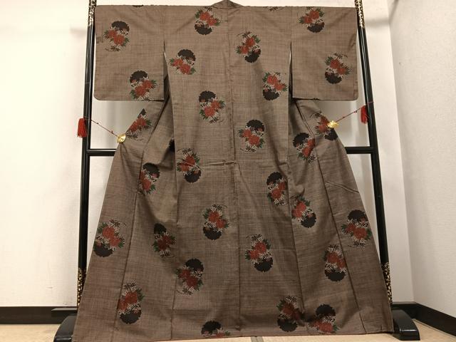 平和屋着物●本場大島紬　一元7マルキ　雪輪草花文　正絹　逸品　未使用　AABH2014ph