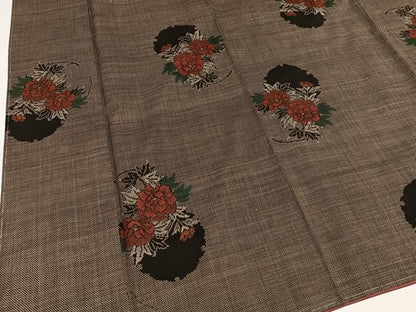 平和屋着物●本場大島紬　一元7マルキ　雪輪草花文　正絹　逸品　未使用　AABH2014ph