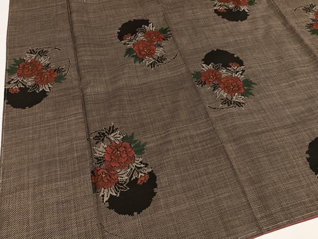 平和屋着物●本場大島紬　一元7マルキ　雪輪草花文　正絹　逸品　未使用　AABH2014ph