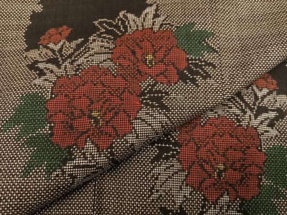 平和屋着物●本場大島紬　一元7マルキ　雪輪草花文　正絹　逸品　未使用　AABH2014ph