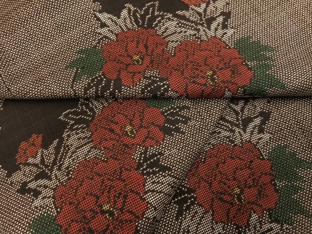 平和屋着物●本場大島紬　一元7マルキ　雪輪草花文　正絹　逸品　未使用　AABH2014ph