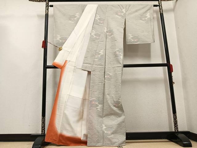 平和屋着物●本場大島紬　白大島　カタス7マルキ　雲重ね文　正絹　逸品　未使用　AABH2015ph