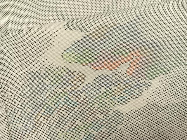 平和屋着物●本場大島紬　白大島　カタス7マルキ　雲重ね文　正絹　逸品　未使用　AABH2015ph