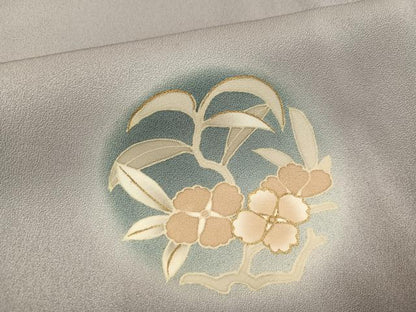 平和屋着物●訪問着　友禅　駒刺繍　草花丸文　金彩　正絹　逸品　AABH2016ph