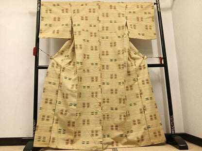 平和屋着物●上質な紬　変わり市松　正絹　逸品　AABH2017ph