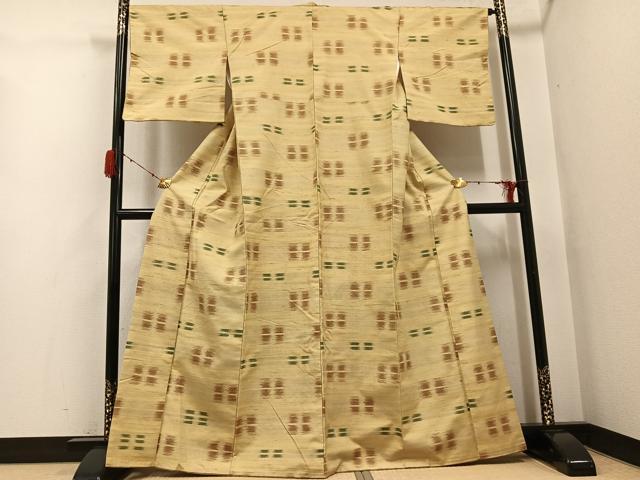平和屋着物●上質な紬　変わり市松　正絹　逸品　AABH2017ph