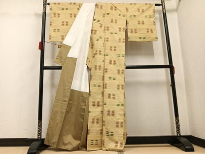 平和屋着物●上質な紬　変わり市松　正絹　逸品　AABH2017ph