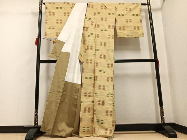 平和屋着物●上質な紬　変わり市松　正絹　逸品　AABH2017ph