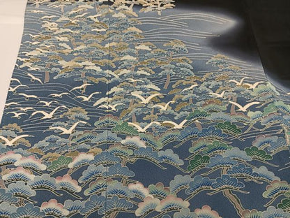 平和屋着物●本加賀友禅作家　吉川久仁　黒留袖　浜松飛鳥文　暈し染め　正絹　逸品　AABH2018ph