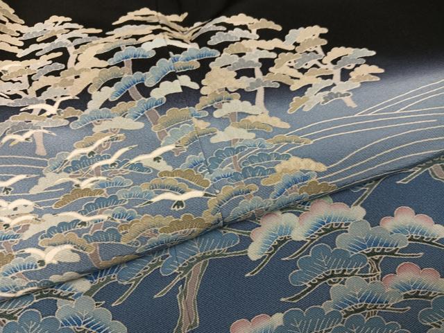 平和屋着物●本加賀友禅作家　吉川久仁　黒留袖　浜松飛鳥文　暈し染め　正絹　逸品　AABH2018ph