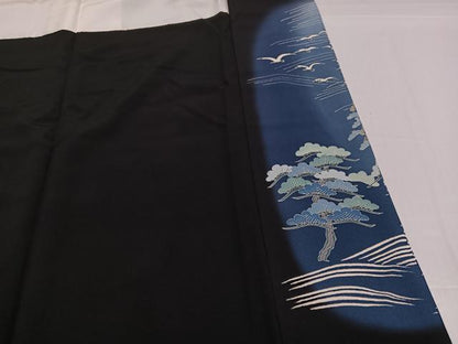 平和屋着物●本加賀友禅作家　吉川久仁　黒留袖　浜松飛鳥文　暈し染め　正絹　逸品　AABH2018ph