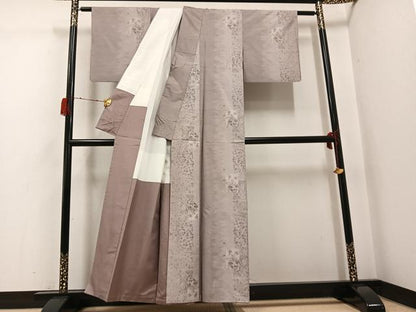 平和屋着物●本場大島紬　白大島　一元7マルキ　総絣　草花文　正絹　逸品　AABH2019ph