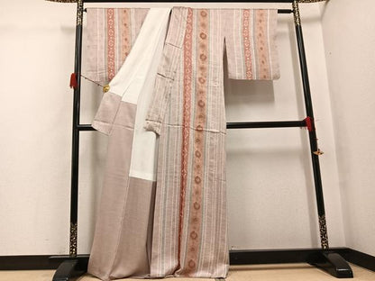 平和屋着物●上質な小紋　絞り　花間道　金彩　正絹　逸品　未使用　AABH2020ph