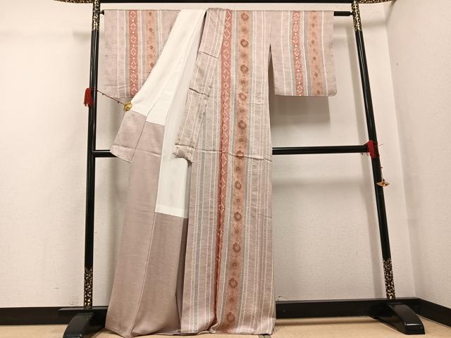 平和屋着物●上質な小紋　絞り　花間道　金彩　正絹　逸品　未使用　AABH2020ph