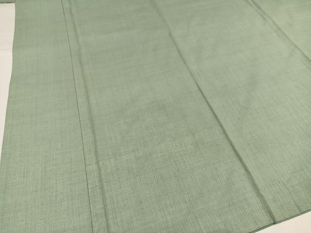 平和屋着物●結城紬　色無地　山葵色　正絹　逸品　AABH2021ph