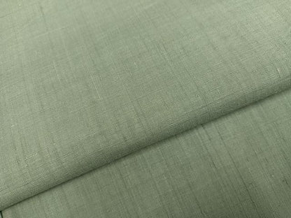 平和屋着物●結城紬　色無地　山葵色　正絹　逸品　AABH2021ph
