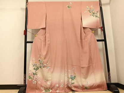 平和屋着物●訪問着　友禅　枝花文　暈し染め　正絹　逸品　未使用　AABH2026ph