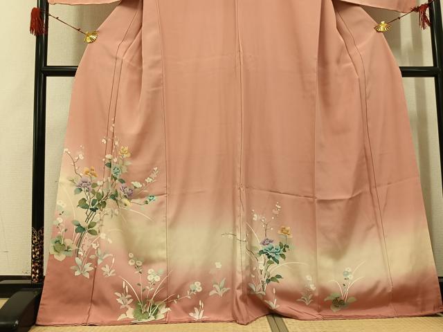 平和屋着物●訪問着　友禅　枝花文　暈し染め　正絹　逸品　未使用　AABH2026ph