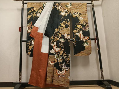 平和屋着物●豪華振袖　花蝶文　金彩　正絹　逸品　AABH2027ph