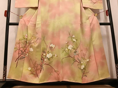 平和屋着物●訪問着　ろうけつ染　枝花文　暈し染め　正絹　逸品　AABH2029ph