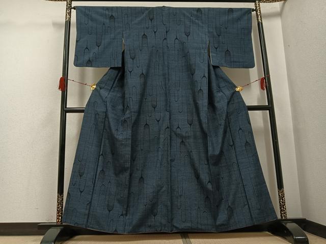 平和屋着物●結城紬　間道　正絹　逸品　AABH2032ph