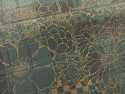 平和屋着物●上質な小紋　草花格子　金彩　正絹　逸品　AABH2036ph