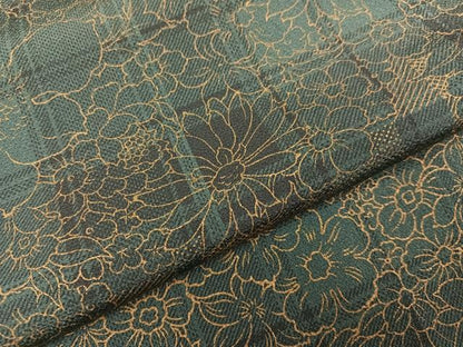 平和屋着物●上質な小紋　草花格子　金彩　正絹　逸品　AABH2036ph