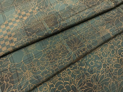 平和屋着物●上質な小紋　草花格子　金彩　正絹　逸品　AABH2036ph