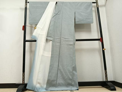 平和屋着物●本場結城紬　重要無形文化財　色無地　蕎麦切色　正絹　逸品　AABH2037ph