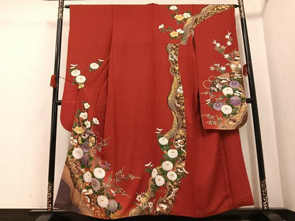 平和屋着物●豪華振袖　駒刺繍　花鼓文　金彩　正絹　逸品　AABH2039ph