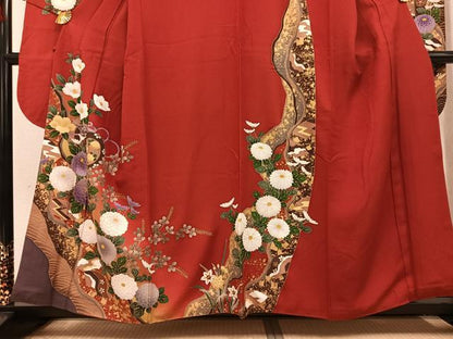 平和屋着物●豪華振袖　駒刺繍　花鼓文　金彩　正絹　逸品　AABH2039ph