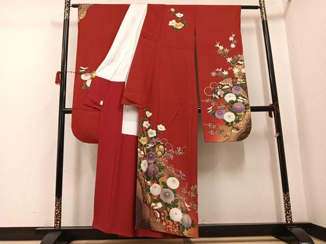 平和屋着物●豪華振袖　駒刺繍　花鼓文　金彩　正絹　逸品　AABH2039ph