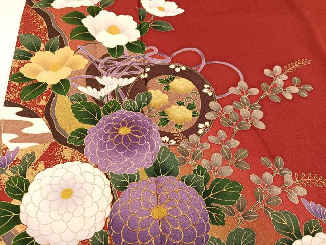 平和屋着物●豪華振袖　駒刺繍　花鼓文　金彩　正絹　逸品　AABH2039ph