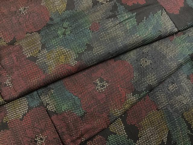平和屋着物●本場大島紬　一元7マルキ　草花文　正絹　逸品　AABH2041ph