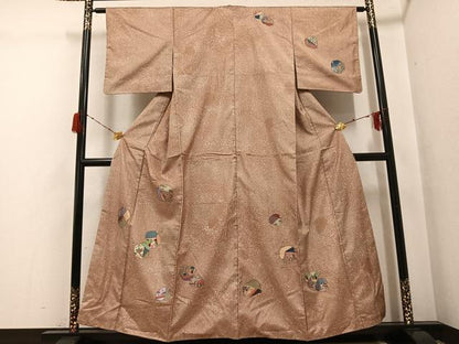 平和屋着物●本場大島紬　染大島　訪問着　手描き　草花文　正絹　逸品　AABH2044ph