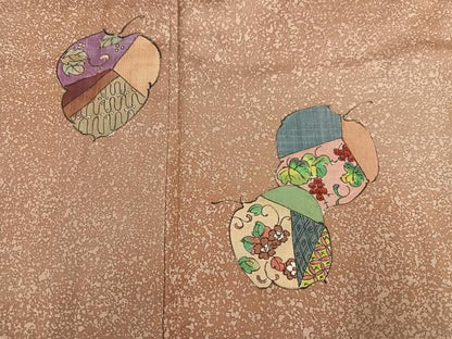 平和屋着物●本場大島紬　染大島　訪問着　手描き　草花文　正絹　逸品　AABH2044ph
