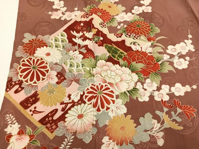 平和屋着物○アンティーク 大正ロマン 訪問着 草花冊子文 金彩 正絹