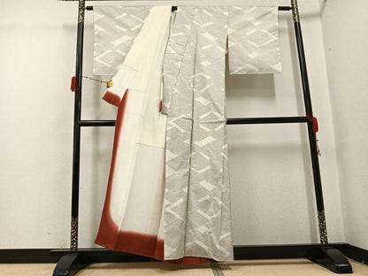 平和屋着物●本場大島紬　白大島　カタス7マルキ　御所車文　正絹　逸品　未使用　AABH2047ph