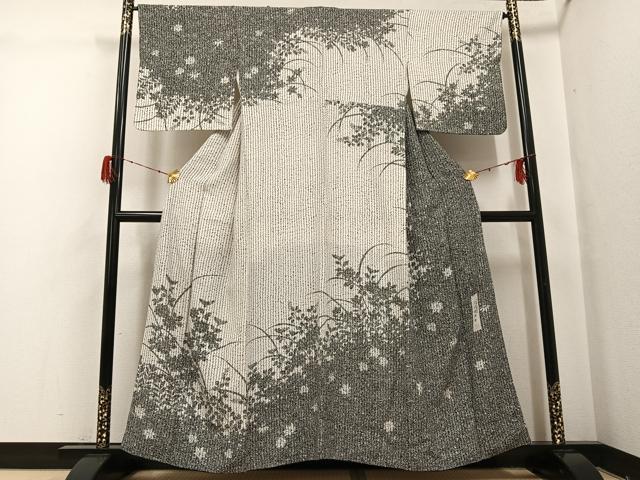 平和屋着物●訪問着　作家物　草花シルエット　正絹　逸品　AABH2048ph