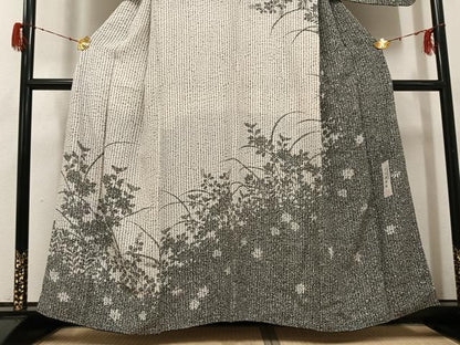 平和屋着物●訪問着　作家物　草花シルエット　正絹　逸品　AABH2048ph
