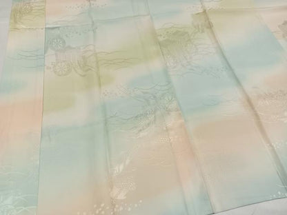 平和屋着物●長襦袢　無双仕立て　御所車花地紋　暈し染め　正絹　逸品　AABH2049ph