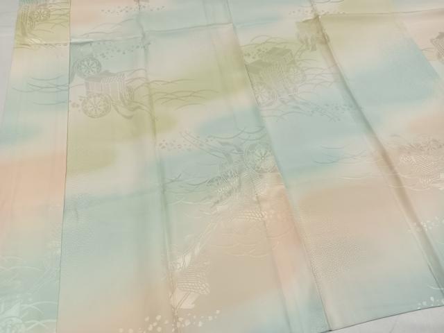 平和屋着物●長襦袢　無双仕立て　御所車花地紋　暈し染め　正絹　逸品　AABH2049ph