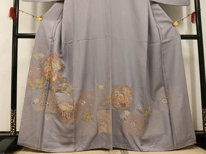 平和屋着物●豪華色留袖　作家物　中国三大刺繍　相良刺繍　花蝶文　金銀糸　正絹　逸品　AABH2050ph